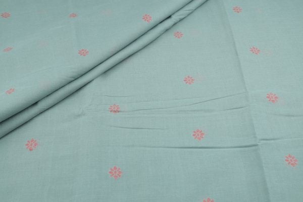 Sage Green Woven Design Flowy HandLoom Pure Soft Cotton Fabric
