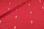 Cherry Red Woven Design Flowy HandLoom Pure Soft Cotton Fabric