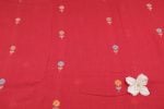 Cherry Red Woven Design Flowy HandLoom Pure Soft Cotton Fabric - Image 2
