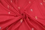 Cherry Red Woven Design Flowy HandLoom Pure Soft Cotton Fabric - Image 3