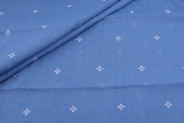 CornFlower Blue Woven Design Flowy HandLoom Pure Soft Cotton Fabric