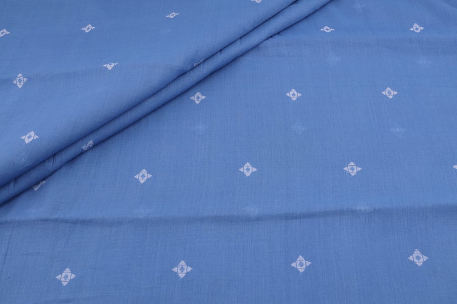 CornFlower Blue Woven Design Flowy HandLoom Pure Soft Cotton Fabric CornFlower Blue Woven Design Flowy HandLoom Pure Soft Cotton Fabric - Image 1