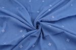 CornFlower Blue Woven Design Flowy HandLoom Pure Soft Cotton Fabric - Image 3