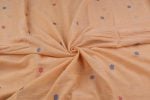 Light Orange Woven Design Flowy HandLoom Pure Soft Cotton Fabric - Image 3