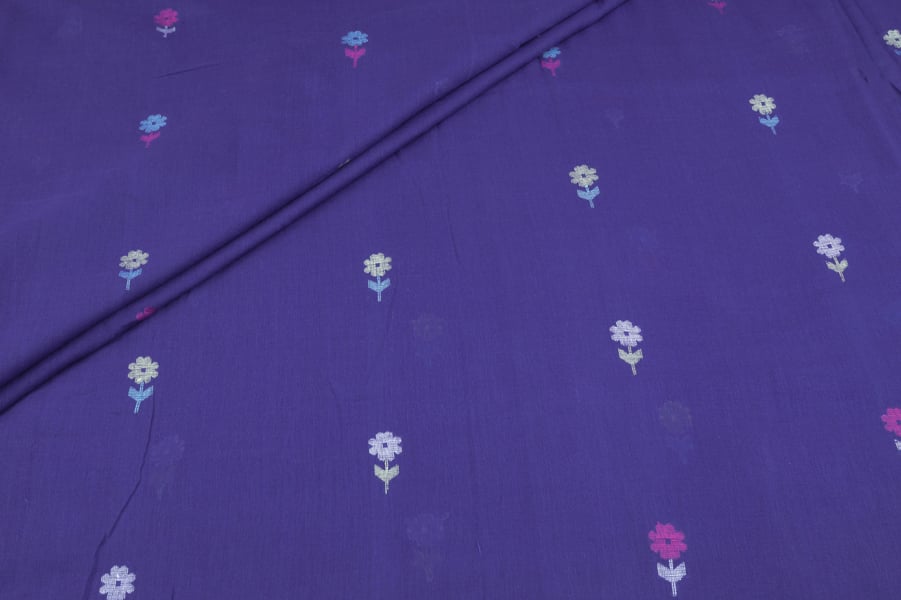 Blue Iris Woven Design Flowy HandLoom Pure Soft Cotton Fabric Blue Iris Woven Design Flowy HandLoom Pure Soft Cotton Fabric - Image 1