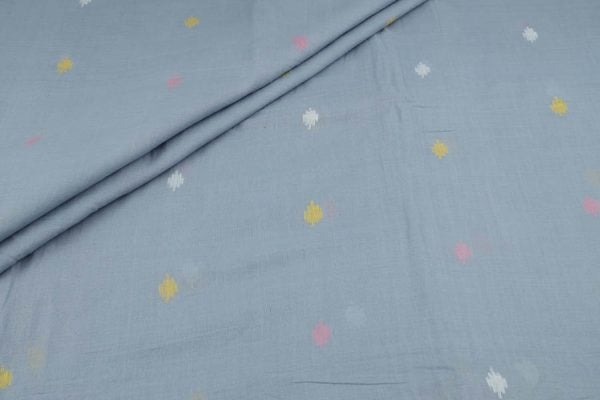 Cadet Gray Woven Design Flowy HandLoom Pure Soft Cotton Fabric
