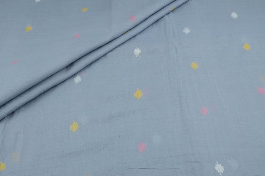 Cadet Gray Woven Design Flowy HandLoom Pure Soft Cotton Fabric Cadet Gray Woven Design Flowy HandLoom Pure Soft Cotton Fabric - Image 1