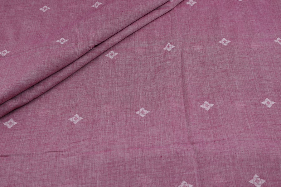 Pink Woven Design Flowy HandLoom Pure Soft Cotton Fabric Rouge Pink Woven Design Flowy HandLoom Pure Soft Cotton Fabric - Image 1