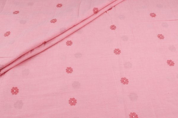 SoftPink Woven Design Flowy HandLoom Pure Soft Cotton Fabric
