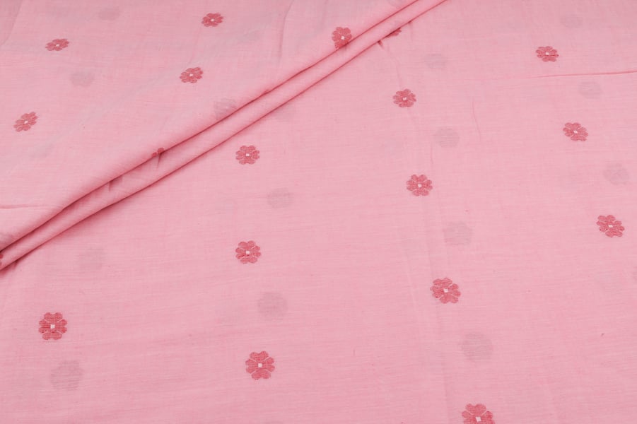 SoftPink Woven Design Flowy HandLoom Pure Soft Cotton Fabric SoftPink Woven Design Flowy HandLoom Pure Soft Cotton Fabric - Image 1