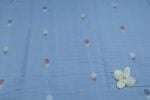 Ice Blue Woven Design Flowy HandLoom Pure Soft Cotton Fabric - Image 2