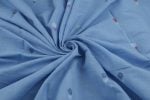 Ice Blue Woven Design Flowy HandLoom Pure Soft Cotton Fabric - Image 3