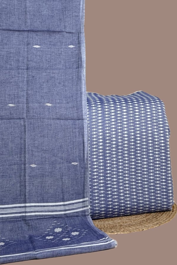 2pc Handloom Cotton Dupatta and Handloom Ikkat Top Fabric Set 2pc Handloom Cotton Dupatta and Handloom Ikkat Top Fabric Set - Image 1