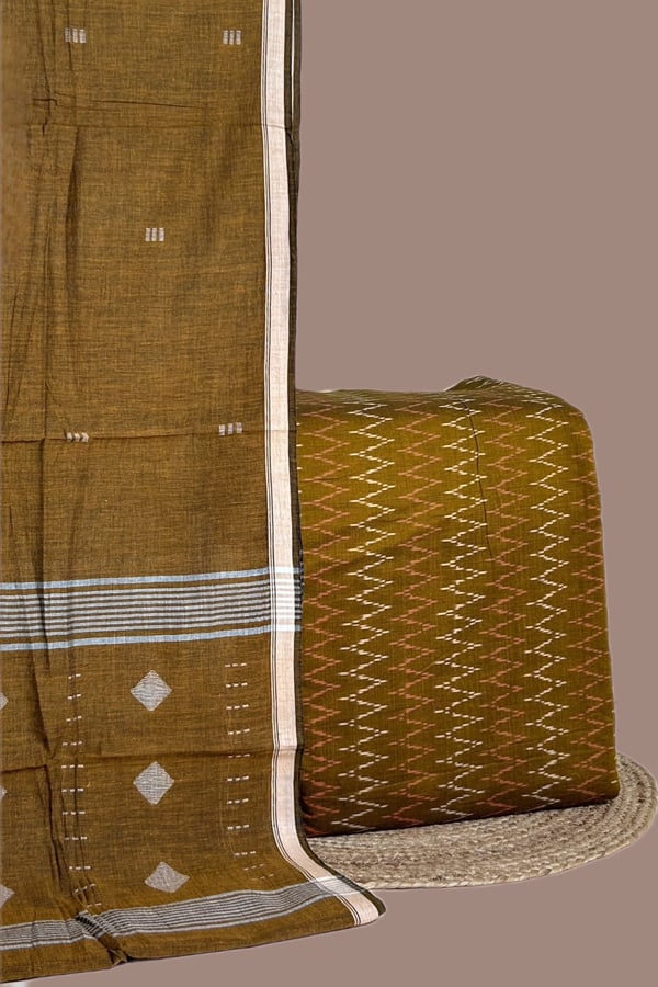 2pc Handloom Cotton Dupatta and Handloom Ikkat Top Fabric Set 2pc Handloom Cotton Dupatta and Handloom Ikkat Top Fabric Set - Image 1