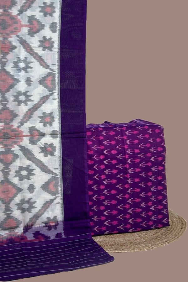 2pc Ikkat Cotton Dupatta and Handloom Soft Ikkat Cotton Top Fabric Set 2pc Ikkat Cotton Dupatta and Handloom Soft Ikkat Cotton Top Fabric Set - Image 1