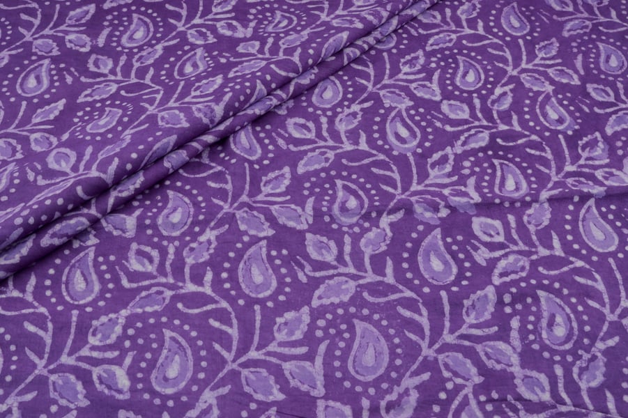 Grape Purple Bagru Handblock Printed Cotton Fabric Grape Purple Bagru Handblock Printed Cotton Fabric - Image 1