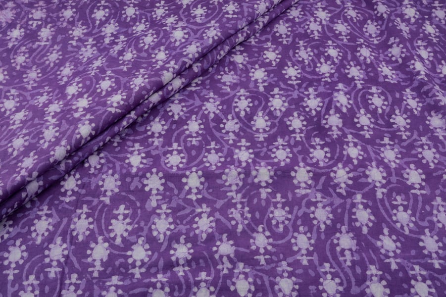Grape Purple Bagru Handblock Printed Cotton Fabric Grape Purple Bagru Handblock Printed Cotton Fabric - Image 1