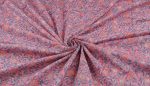 Carnation Pink MUL Floral Handblock Printed 100% Pure Soft Mul Cotton Fabric - Image 3