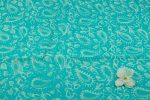 Turquoise Blue Bagru Handblock Printed Cotton Fabric - Image 2
