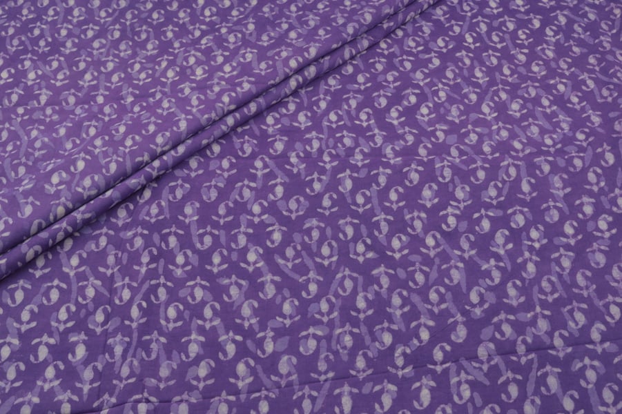 Grape Purple Bagru Handblock Printed Cotton Fabric Grape Purple Bagru Handblock Printed Cotton Fabric - Image 1