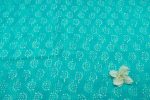 Turquoise Blue Bagru Handblock Printed Cotton Fabric - Image 2