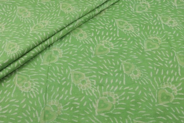 Pre-Cut 0.70m Pastel Green Bagru Handblock Printed Cotton Fabric