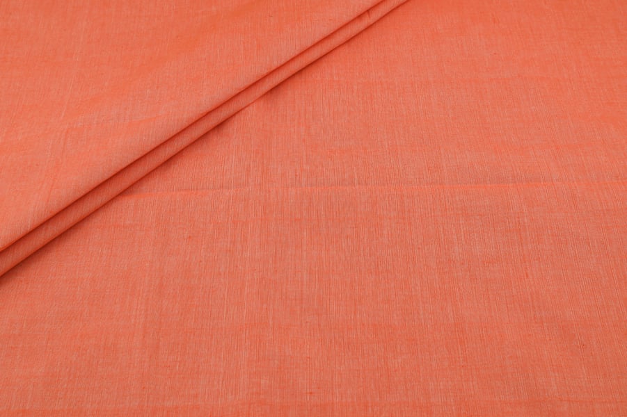 Coral Orange Handwoven Mangalgiri 100% Pure Cotton Fabric Coral Orange Handwoven Mangalgiri 100% Pure Cotton Fabric - Image 1