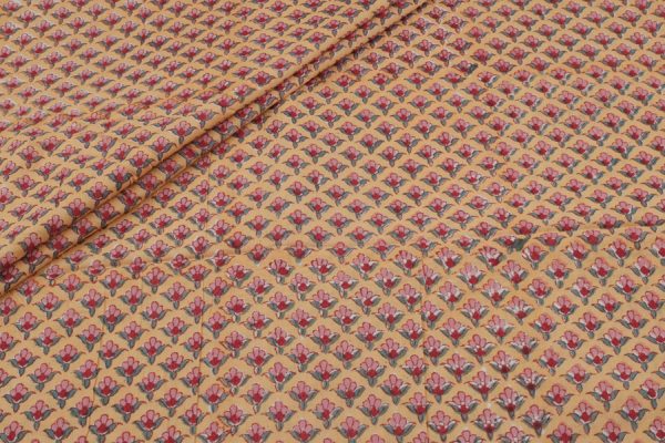Dessert Sand Yellow Floral Handblock Printed 100% Pure Soft Cotton Fabric