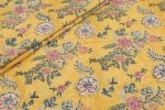 Bright Yellow Floral Handblock Printed 100% Pure Soft Cotton Fabric