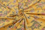 Bright Yellow Floral Handblock Printed 100% Pure Soft Cotton Fabric - Image 3