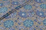 Ecru Brown MUL Floral Handblock Printed 100% Pure Soft Mul Cotton Fabric