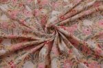Flax Yellow Floral Handblock Printed 100% Pure Soft Cotton Fabric - Image 3