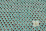 Turquoise Blue Floral Handblock Printed 100% Pure Soft Cotton Fabric - Image 2