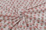 White Floral Handblock Printed 100% Pure Soft Cotton Fabric - Image 3