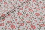 White Floral Handblock Printed 100% Pure Soft Cotton Fabric