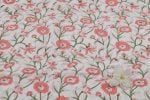 White Floral Handblock Printed 100% Pure Soft Cotton Fabric - Image 2