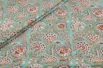 Powder Blue Floral Handblock Printed 100% Pure Soft Cotton Fabric