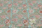 Powder Blue Floral Handblock Printed 100% Pure Soft Cotton Fabric - Image 2