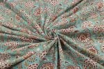 Powder Blue Floral Handblock Printed 100% Pure Soft Cotton Fabric - Image 3