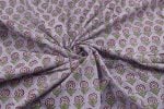 Pastel Purple Floral Handblock Printed 100% Pure Soft Cotton Fabric - Image 3