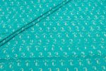 Turquoise Blue Bagru Handblock Printed Cotton Fabric