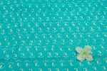 Turquoise Blue Bagru Handblock Printed Cotton Fabric - Image 2