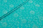 Turquoise Blue Bagru Handblock Printed Cotton Fabric