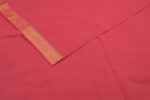 Cranberry Pink Handwoven Mangalgiri Zari Border Pure Cotton Fabric