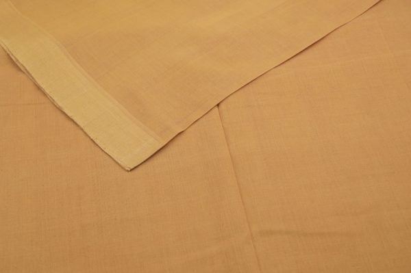 Pre-Cut 2.25m Buff Orange Handwoven Mangalgiri Zari Border Pure Cotton Fabric