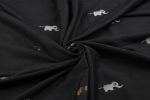 Black Soft CottonSilk Jamdani Woven Design Flowy HandLoom Fabric - Image 3