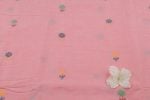 Bubblegum Pink Jamdani Woven Design Flowy HandLoom Pure Soft Cotton Fabric - Image 2