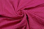 Hot Pink Handloom Jamdani Intricate Border Flowy HandLoom Pure Soft Cotton Fabric - Image 3
