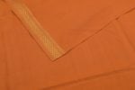 Deep Orange Mangalgiri Nizam Zari Border Pure Cotton Fabric