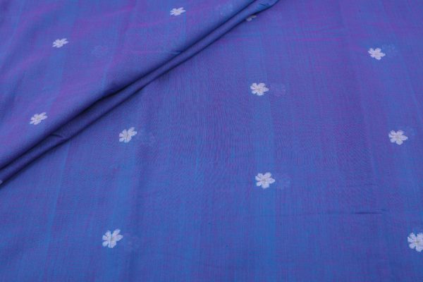 Pre-Cut 1.20m Purplish Blue Woven Design Flowy HandLoom Pure Soft Cotton Fabric